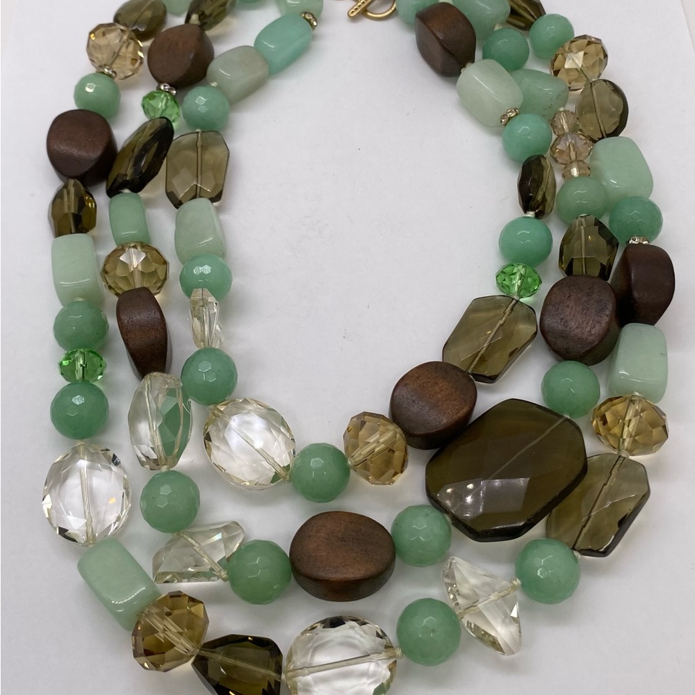 Retired Stella & Dot Elegant Multi-Strand Crystal Jade Necklace